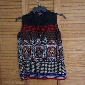 Vince Camuto Button Up Sleeveless Blouse Size Small